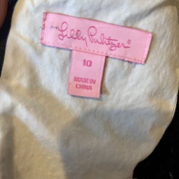 Lilly Pulitzer Black Lace Dress Key Hole Button Back Lined Wide Neck Size 10 - Picture 9 of 14